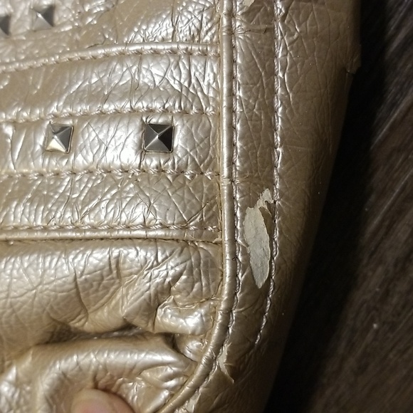 Kathy Van Zeeland Gold Shoulder Bag with Studded Embellishments - Picture 6 of 8